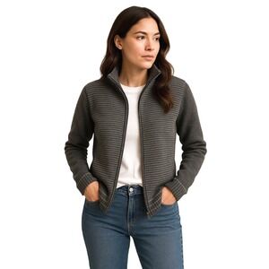 Alessandro Santini Italian Wool Zip Cardigan L Gray Boxy Quiet‎ Luxury Preppy